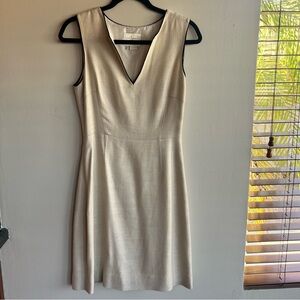 Kate Spade Beige Woven A-Line Dress with Black Piping Size 4